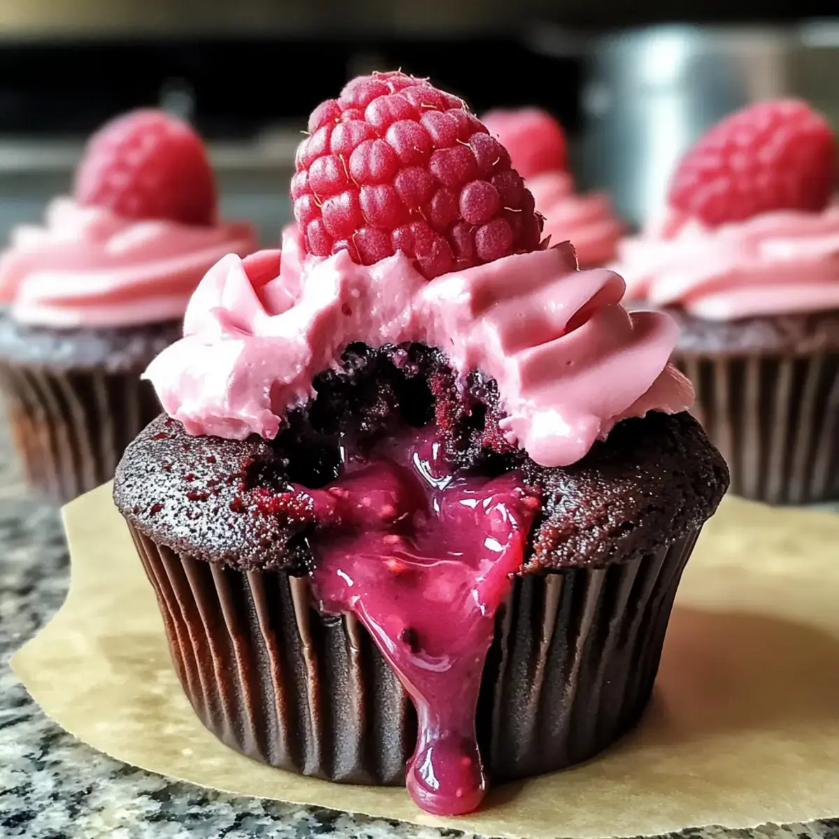 Himbeer-Schokoladen-Lava-Cupcakes
