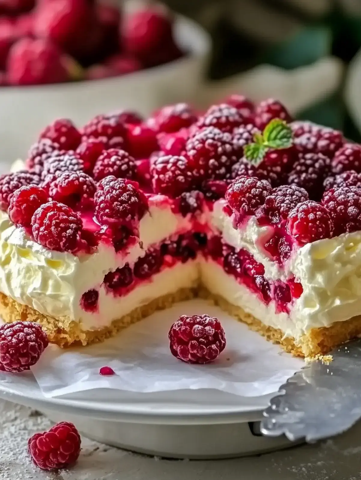 Himbeeren Käsekuchen mit Magerquark