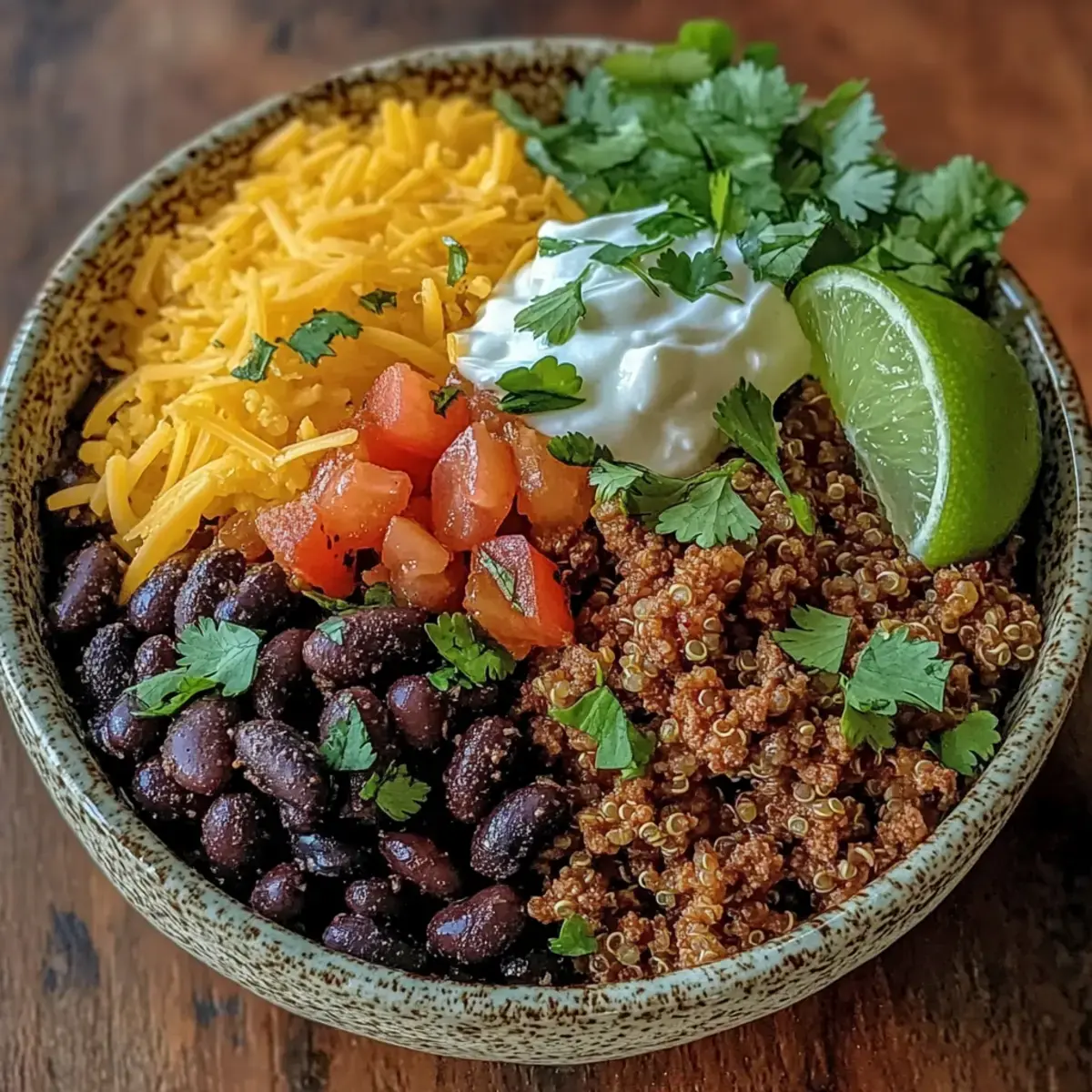 Hochproteinhaltige Rinderhackfleisch Taco Schüssel