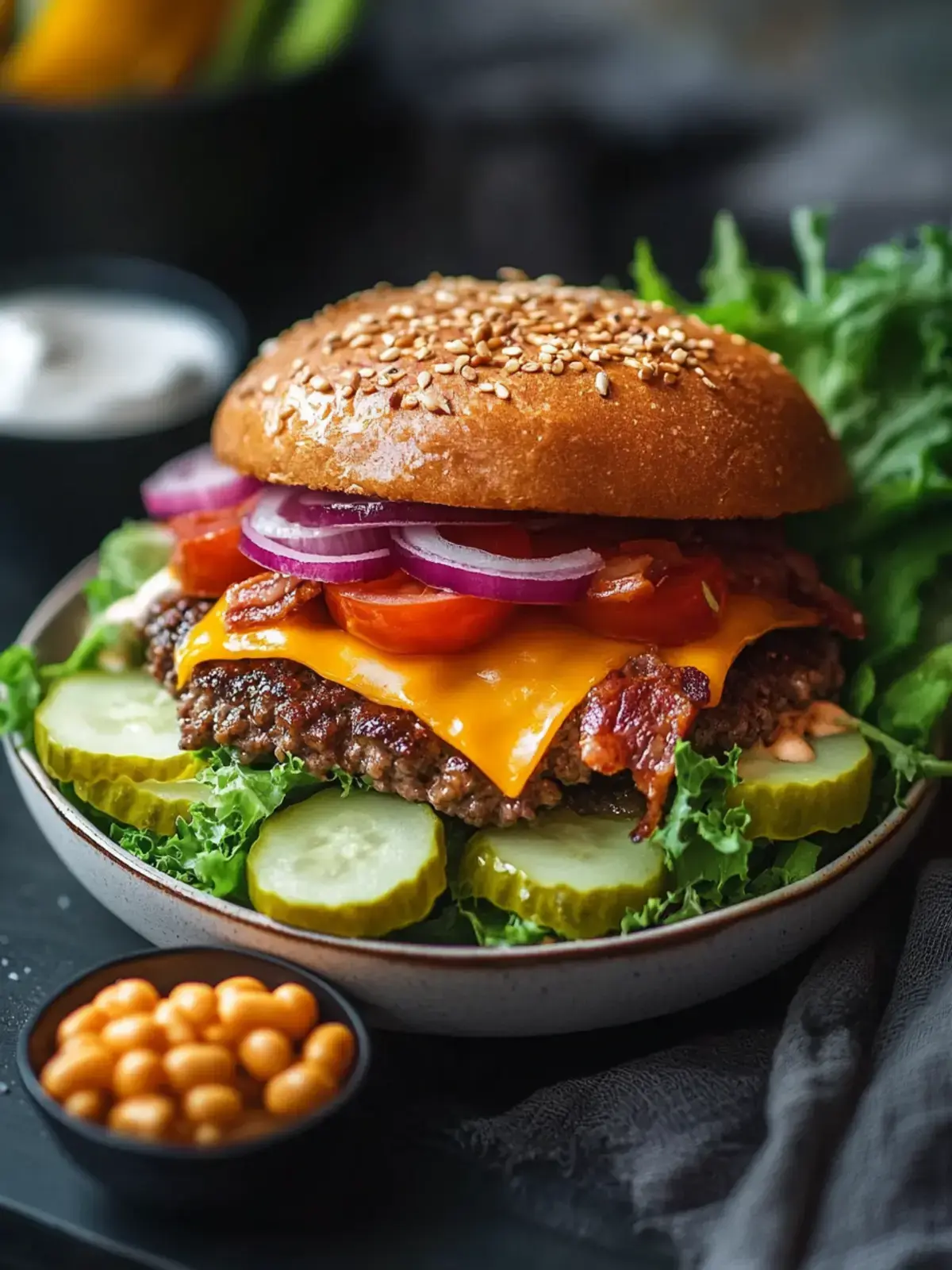 Hohe Protein Cheeseburger Schalen