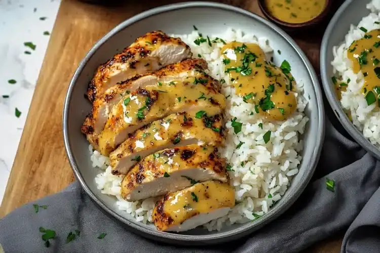 Honig Senf Hähnchen mit Reis