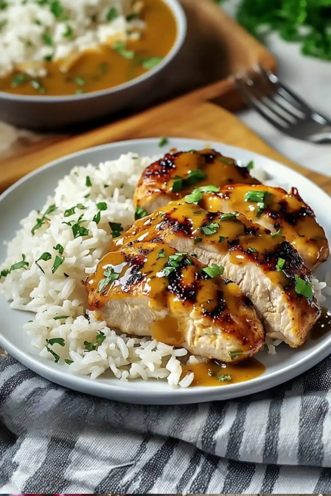Honig Senf Hähnchen mit Reis