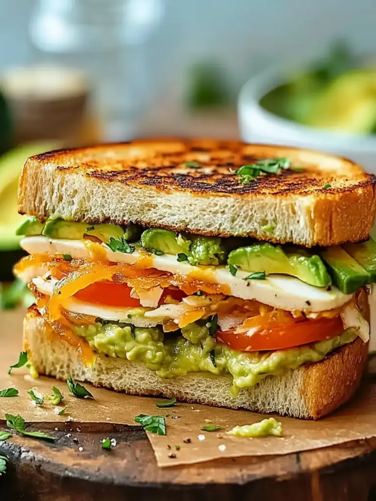 Hühnchen Avocado Schmelz Sandwich