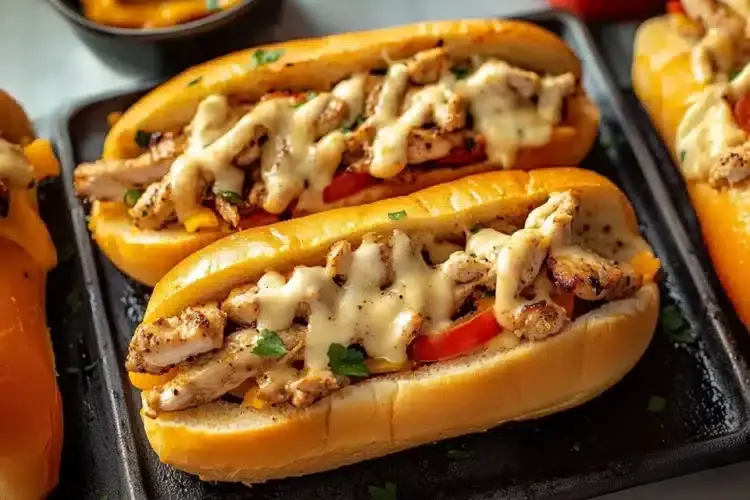 Hähnchen Cheesesteak Sandwich