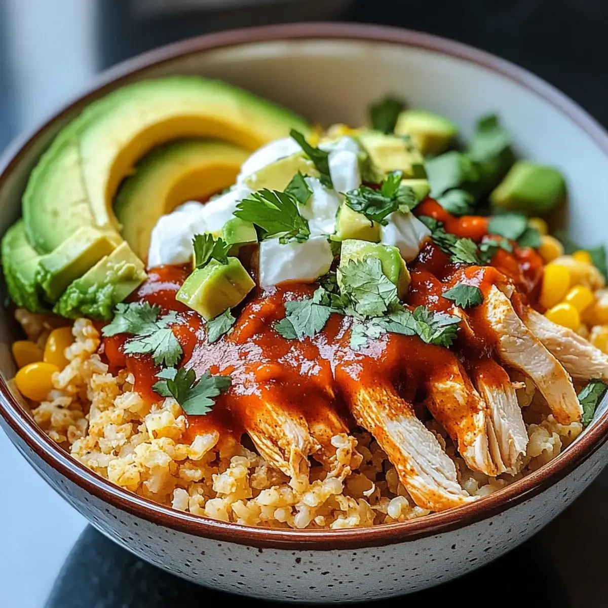 Hühnchen-Enchiladas mit Blumenkohlreis