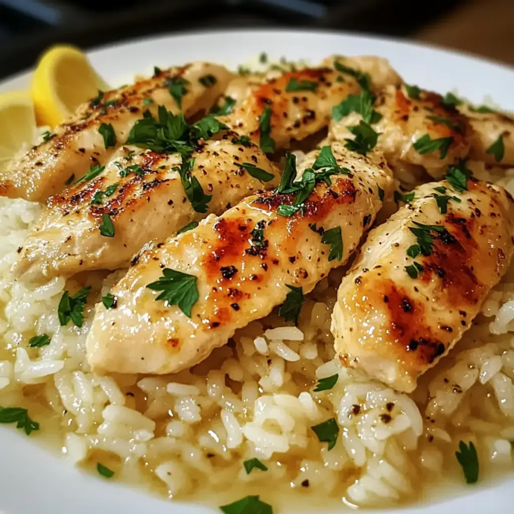 Hühnchen Scampi mit Knoblauch Parmesan Reis