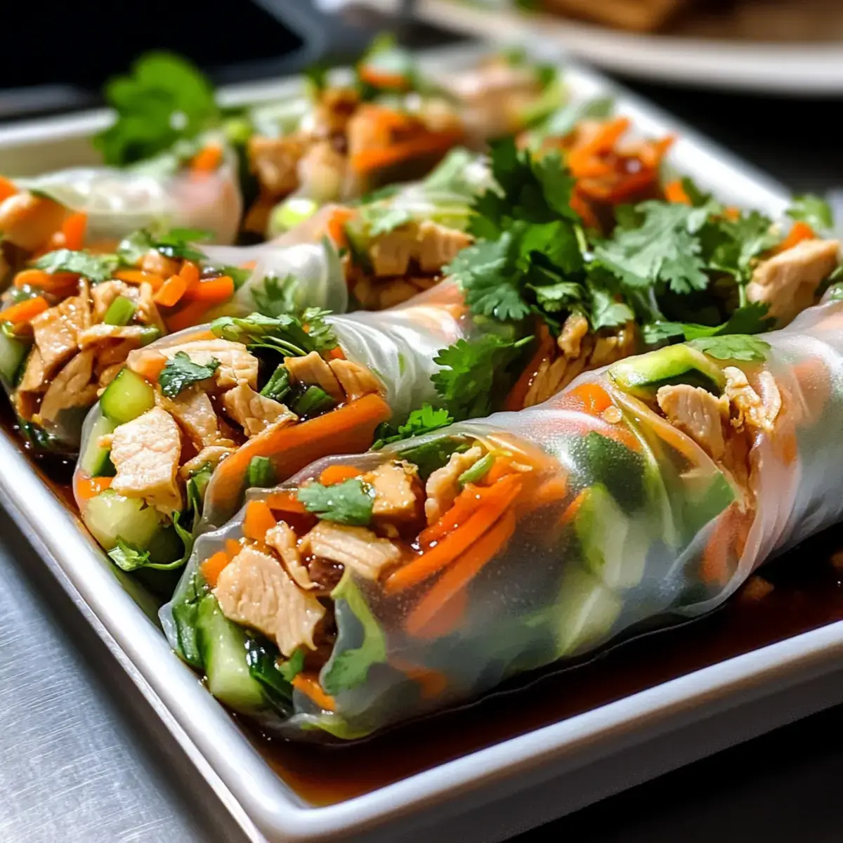 Hähnchen Teriyaki Reispapier Frühlingsrollen