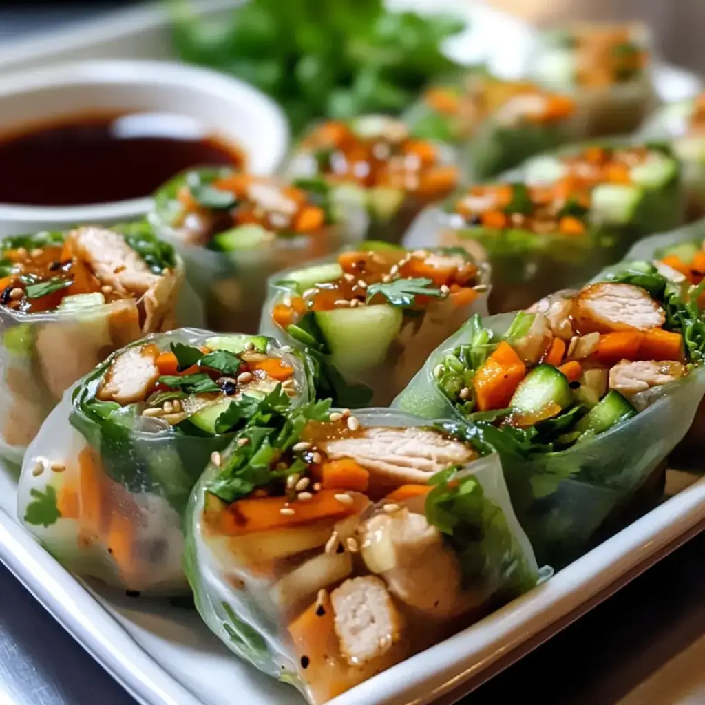 Hähnchen Teriyaki Reispapier Frühlingsrollen