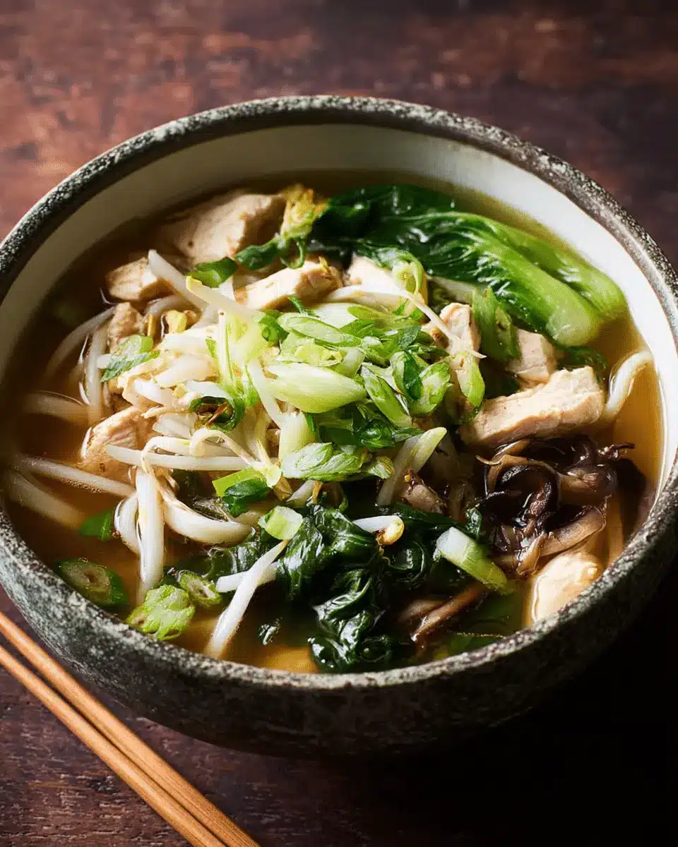 Hähnchen Udon Nudelsuppe