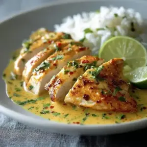 Zartes Hähnchen in Kokos-Limetten-Sauce