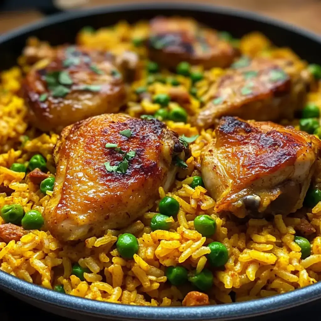 Hähnchen und würziger Reis