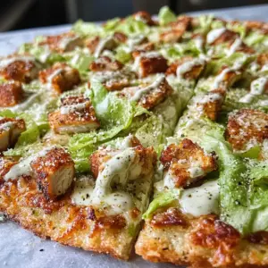 Hühnchenkruste Caesar-Salat-Pizza