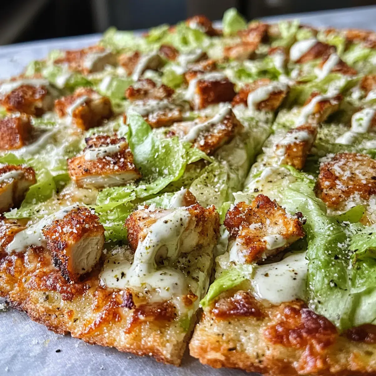 Hühnchenkruste Caesar-Salat-Pizza