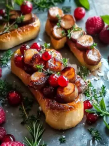 Häppchen mit geräucherter Wurst und Preiselbeeren