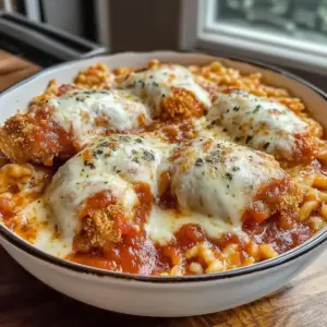 Cremige Hüttenkäse Hähnchen Parm Schüssel
