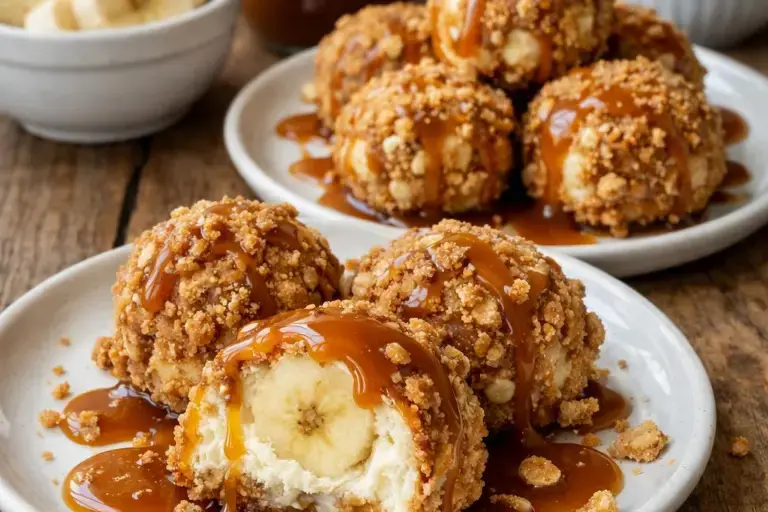 Karamell Bananen Käsekuchen Crunch Bomben