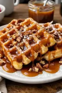Karamell glasierte knusprige Waffeln