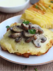 Kartoffelrösti mit Champignons überbacken