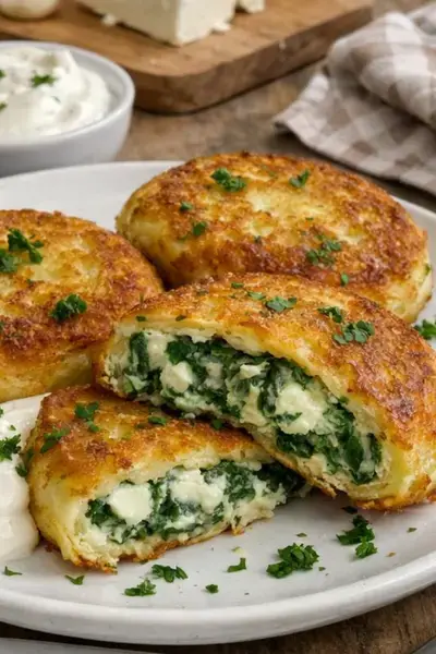 Kartoffeltaler gefüllt mit Spinat-Frischkäse