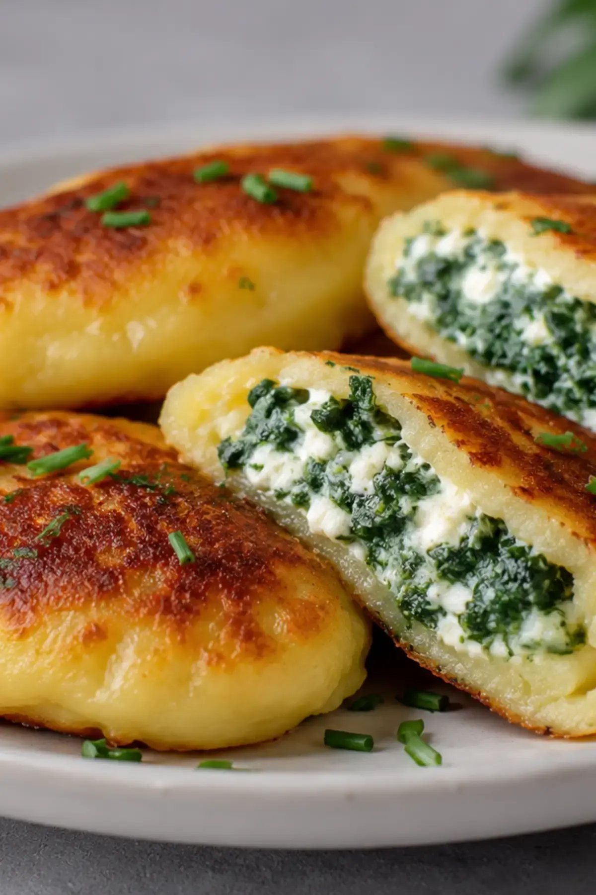 Kartoffeltaschen mit Frischkäse Spinatfüllung