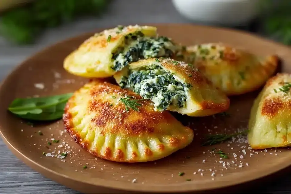 Kartoffeltaschen mit Frischkäse-Spinatfüllung