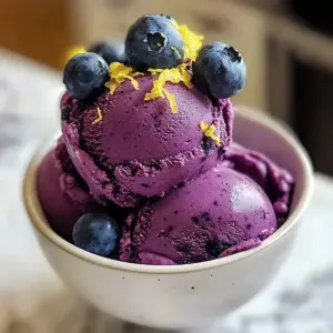 Kein Churn Heidelbeer-Zitronen-Sorbet