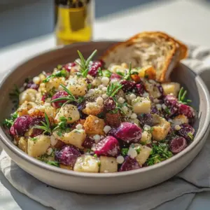 Kichererbsen Rote Bete Feta Salat mit Zitronen-Vinaigrette