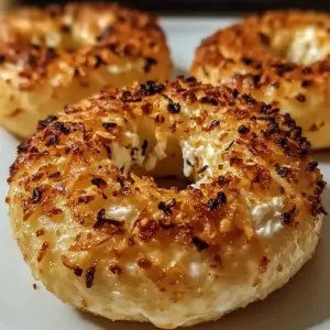 Knoblauch-Parmesan-Hüttenkäse-Bagels