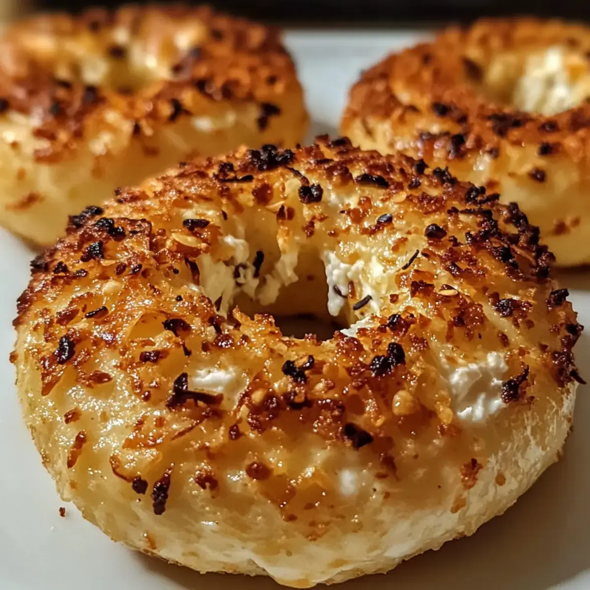 Knoblauch-Parmesan-Hüttenkäse-Bagels