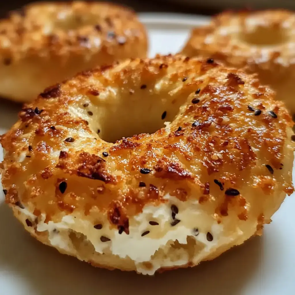 Knoblauch-Parmesan-Hüttenkäse-Bagels