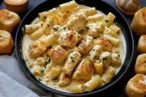 Cremiges Knoblauchbutter-Huhn mit Rigatoni