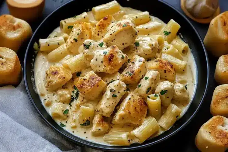 Knoblauchbutter Huhn mit Rigatoni