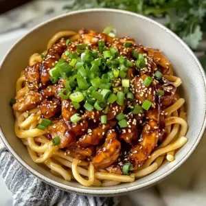 Knoblauchnudeln mit Teriyaki-Hühnchen