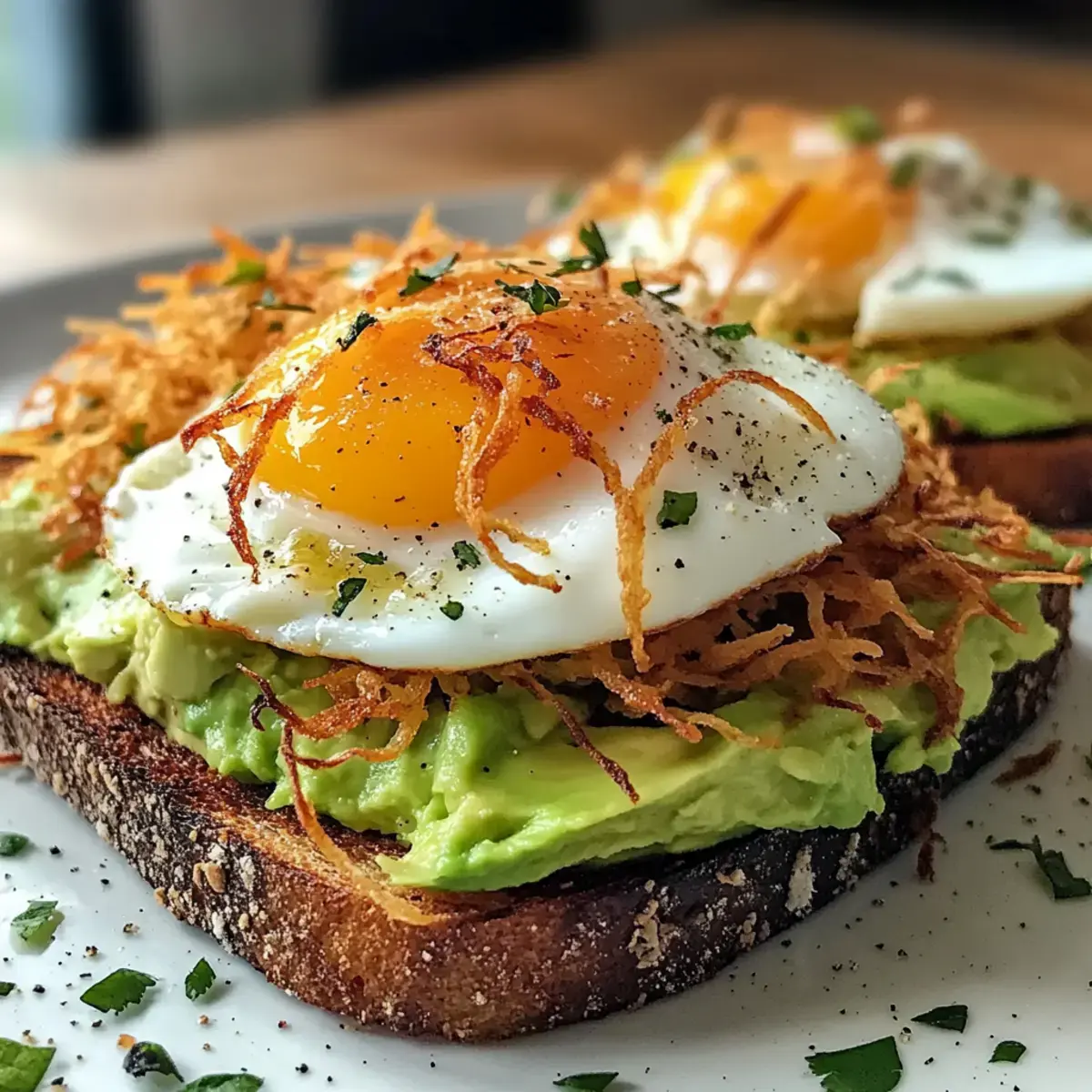 Knuspriger Hash-Brown-Avocado-Toast