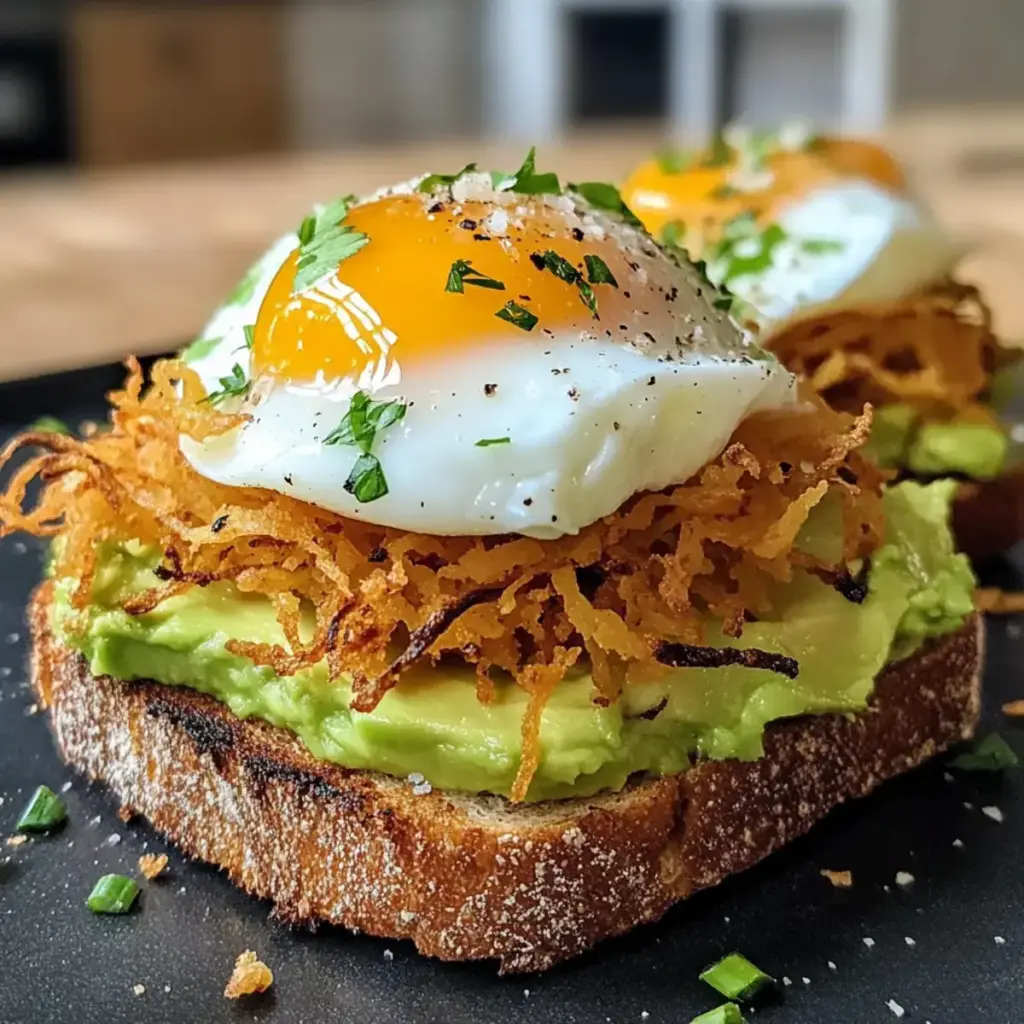 Knuspriger Hash-Brown-Avocado-Toast