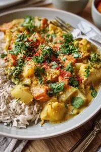 Cremiges Kohlrabi Curry mit roten Linsen