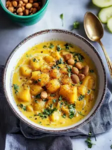 Samtiges Kohlrabi-Curry mit knusprigen Kichererbsen