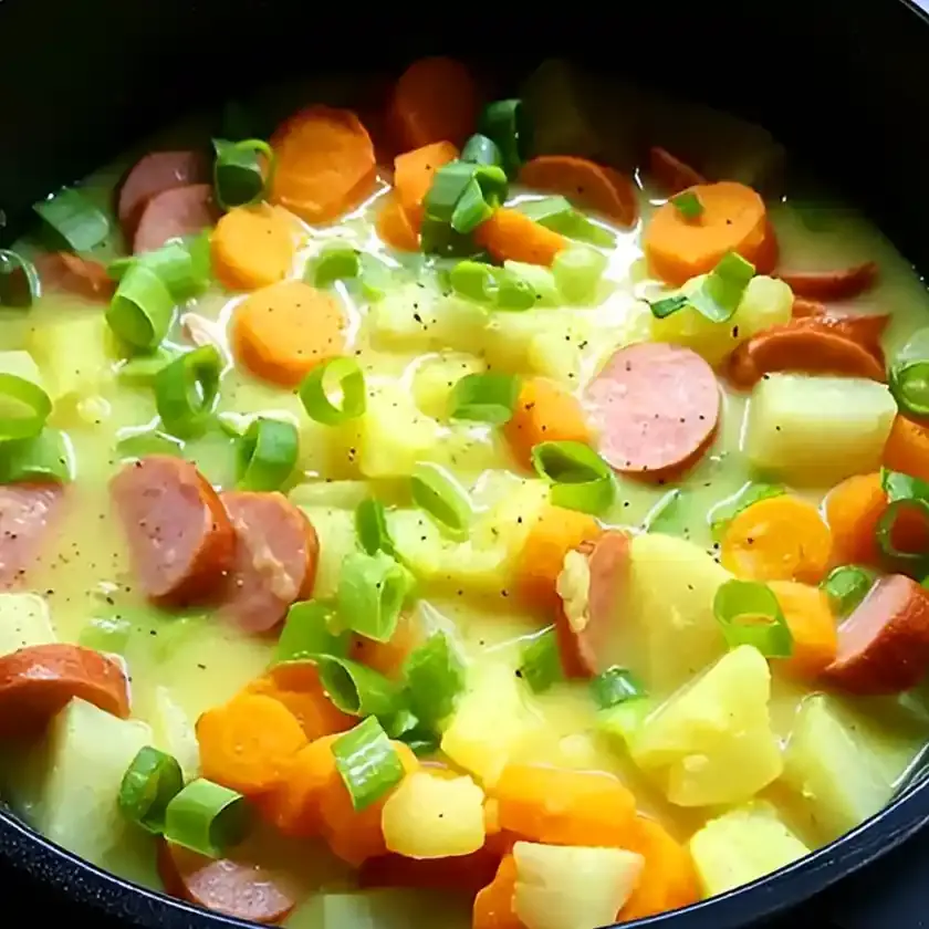 Herzhafter Kohlrabi-Eintopf mit Cabanossi Rezept 2 Kohlrabi Eintopf mit Cabanossi