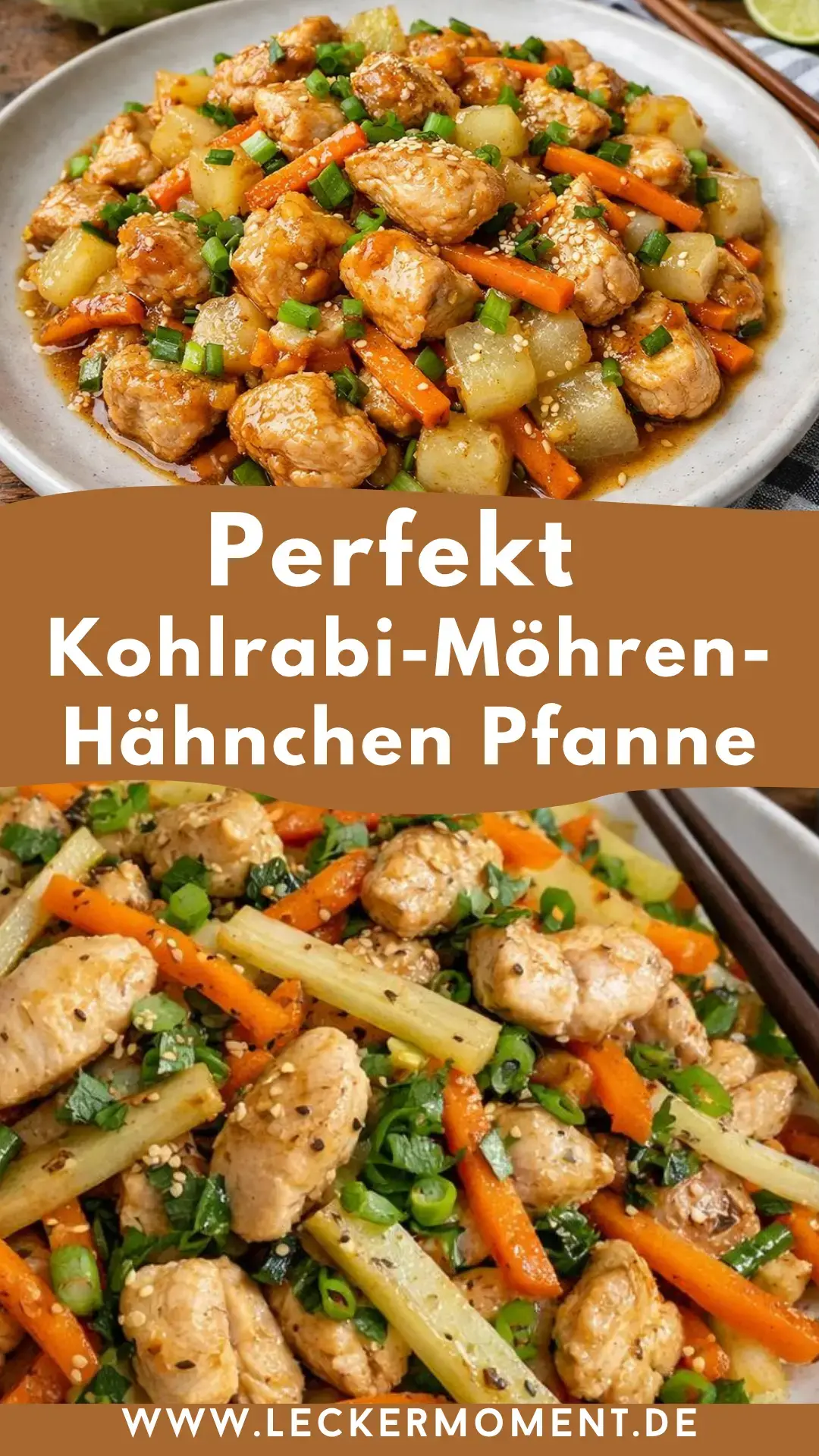 Kohlrabi-Möhren-Hähnchen Pfanne