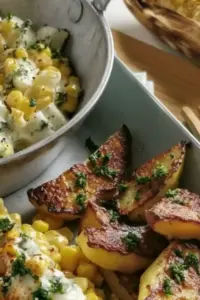 Kohlrabi und Kartoffelecken mit Maissalat