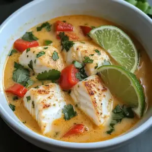 Kokosnuss Limette Fisch Suppe