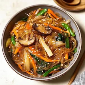 Koreanische Glasnudel-Pfanne (Japchae)