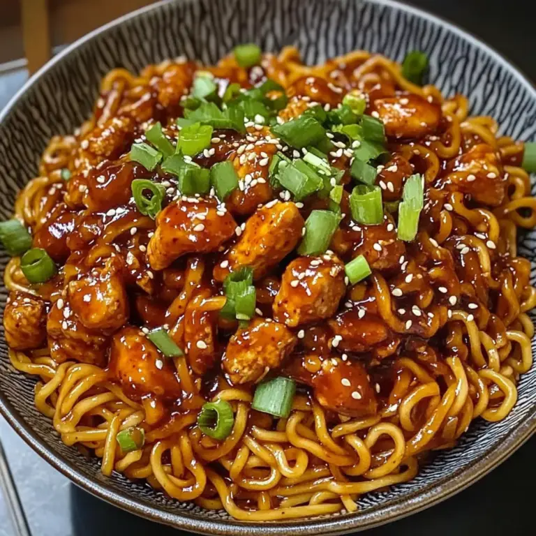 Koreanische scharfe Hähnchen-Nudeln