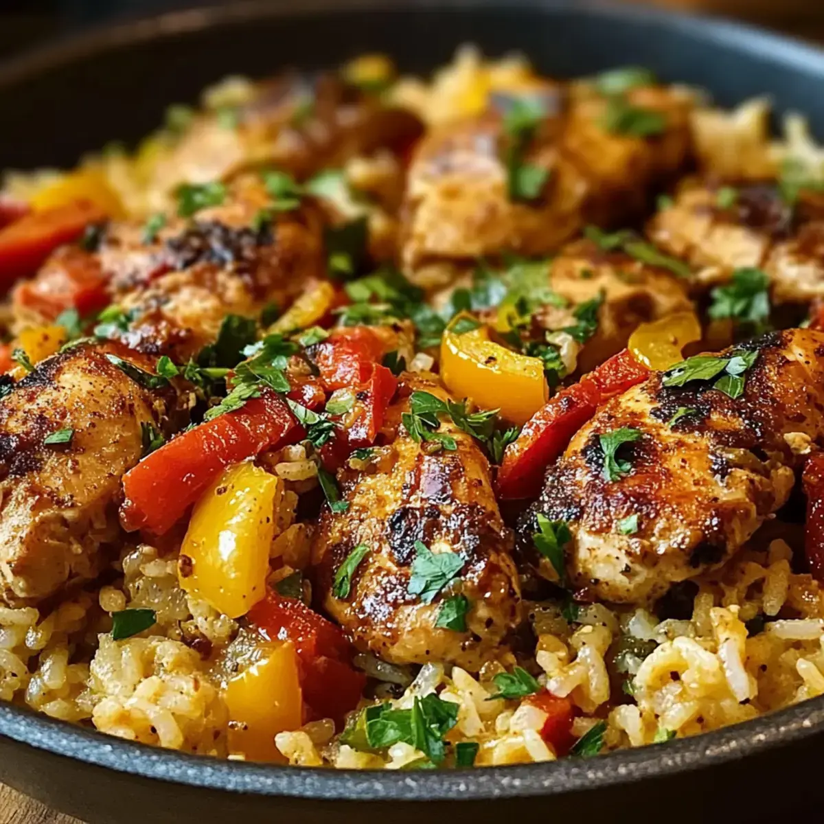 Kreolische Hähnchen Reis Pfanne