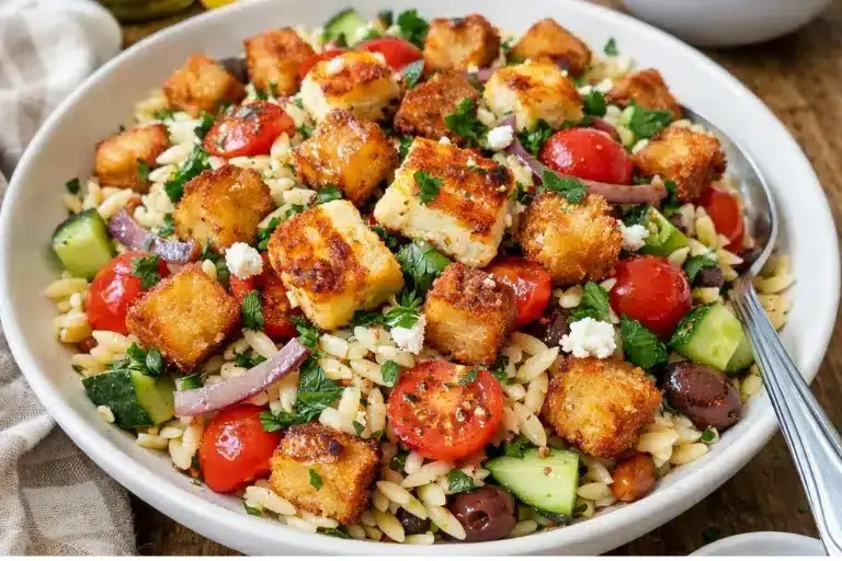 Kritharaki Salat mit Halloumi
