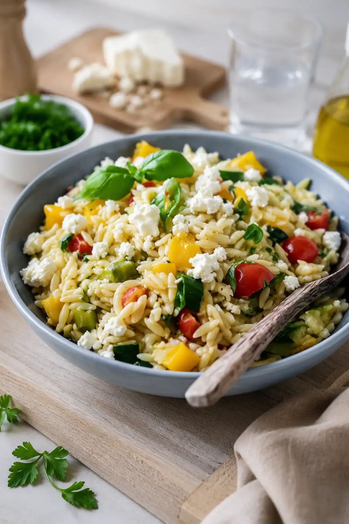 Kritharaki Salat mit Schafskäse