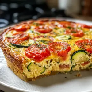 Krustenloser Zucchini-Tomaten-Quiche