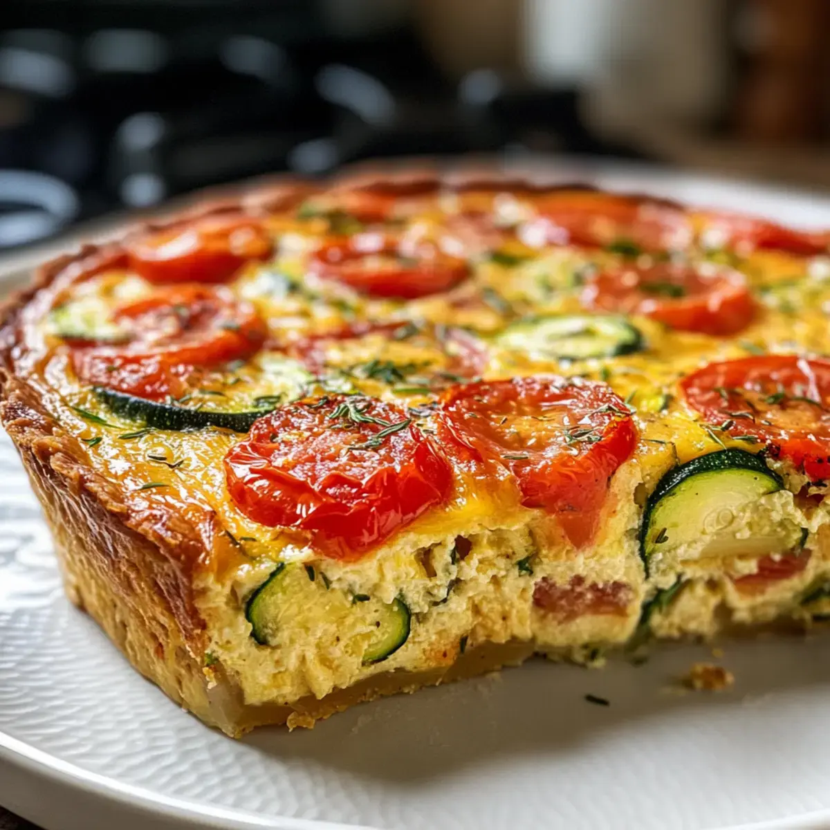 Krustenloser Zucchini-Tomaten-Quiche