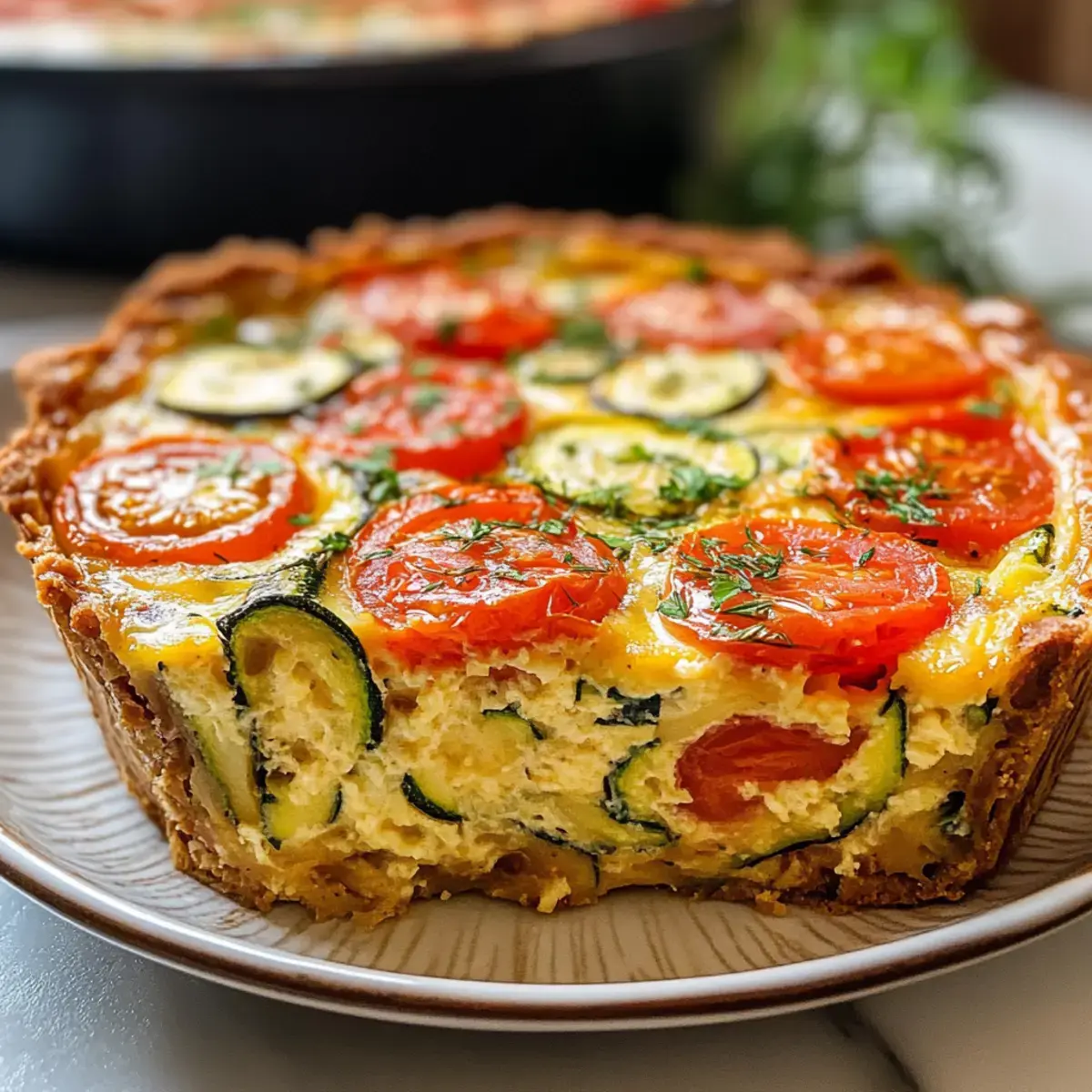 Krustenloser Zucchini-Tomaten-Quiche
