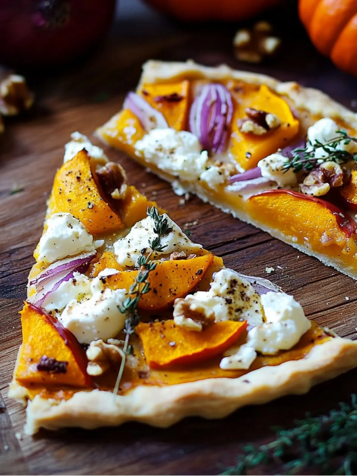Kürbis-Flammkuchen mit Feta